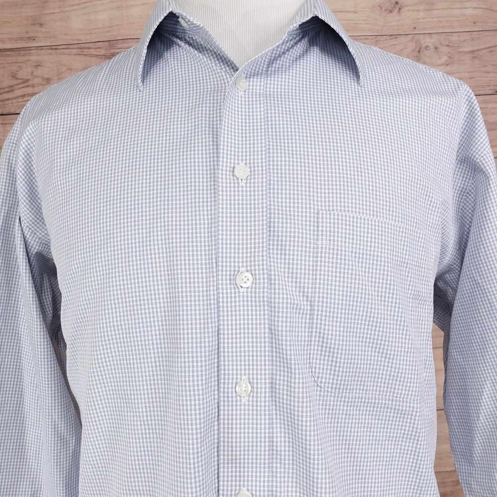 Gold Label Roundtree & Yorke Dress Shirt 16.5 32/33 Classic Fit Check Non-Ironโ